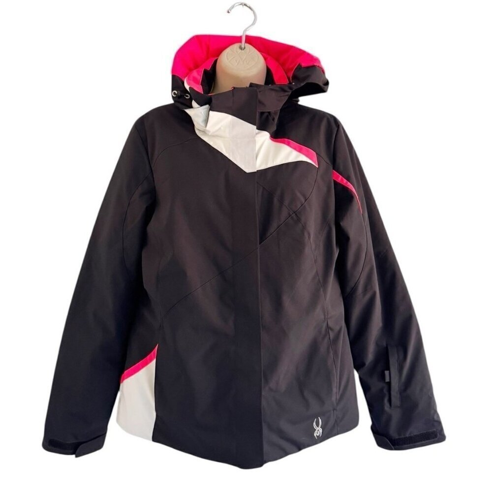 Spyder Amp Insulated Ski Jacket Womens Size 10 Blue w/ White Hot Pink Trim